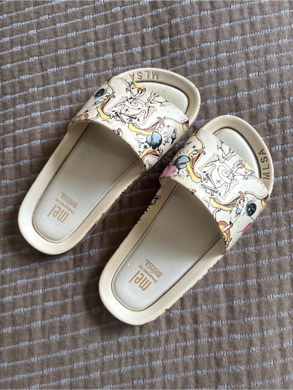 Mini Melissa Beige Unicorn Beach Slide Sandals Girls Sz 11